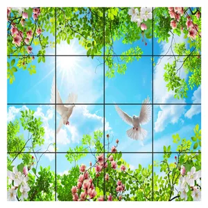 تایل سقفی آسمان مجازی طرح آفتاب درخشان کد 0600 سایز 60x60 سانتی متر مجموعه 16 عددی