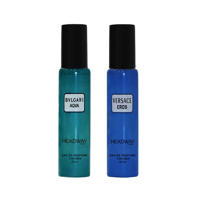 عطر جیبی مردانه هدوی استوری مدل ورساچ اروس و آکوا بولگاری حجم 30 میلی لیتر مجموعه 2 عددی