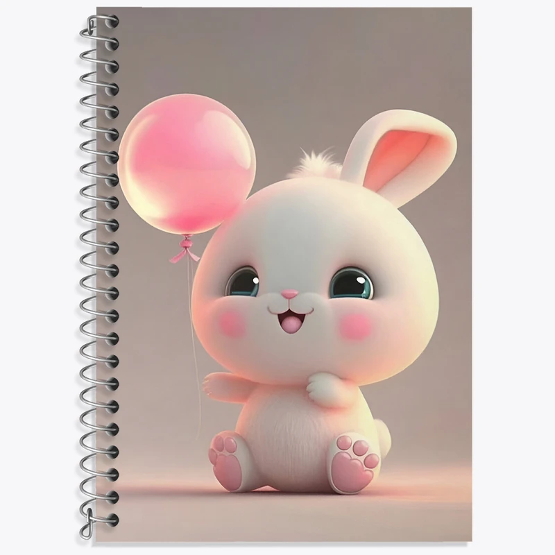 دفتر زبان 50 برگ خندالو مدل دو خط طرح خرگوش کیوت کد N4088