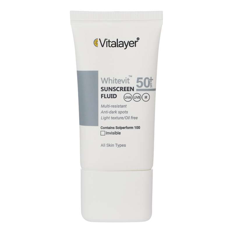فلوئید ضدآفتاب بی رنگ ویتالیر SPF 50 مدل Whitevit مناسب انواع پوست حجم 50 میلی لیتر فلوئید ضدآفتاب بی رنگ ویتالیر SPF 50 مدل Whitevit مناسب انواع پوست حجم 50 میلی لیتر