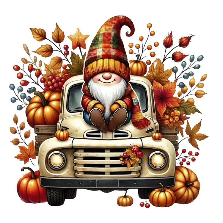 استیکر پارچه و لباس پاد آفرین مدل پاییز طرح عروسکی کدو تنبل آفتابگردان کد S3014