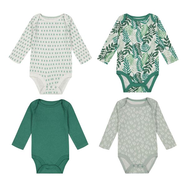 بادی آستین بلند نوزادی هومنیتی مدل EX7E4 بسته ۴ عددی