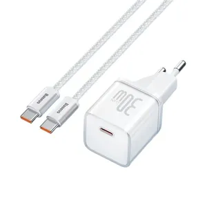 شارژر دیواری 30 وات بیسوس مدل GAN5 mini 30W به همراه کابل تبدیل USB-C