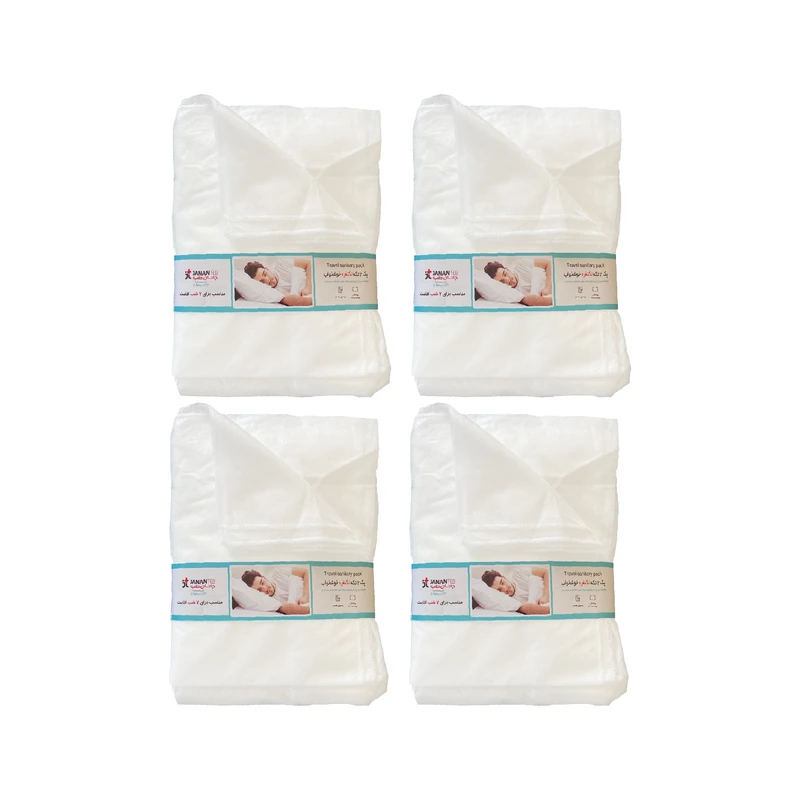 سرویس ملحفه جانان طب مدل یکبارمصرف هتلی تکنفره دو تکه مجموعه 4 عددی