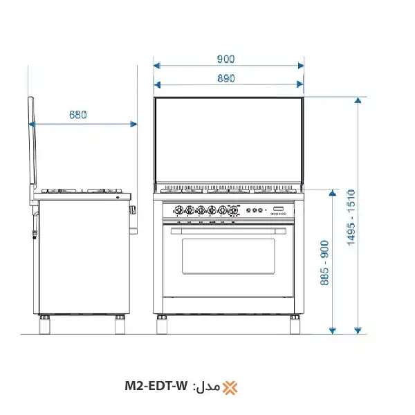 اجاق گاز 5 شعله اخوان مدل M2-EDTW