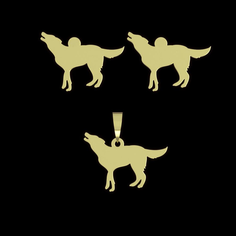 نیم ست طلا 18 عیار زنانه مدوپد مدل سگ کد NA16371