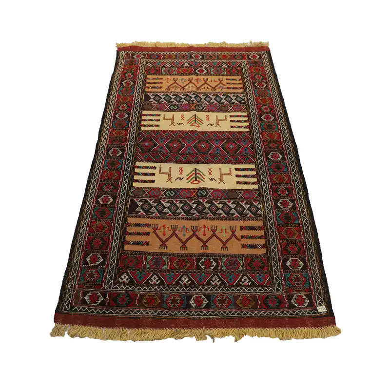 گلیم دستبافت دو متری مدل سفره کردی کد 4020455