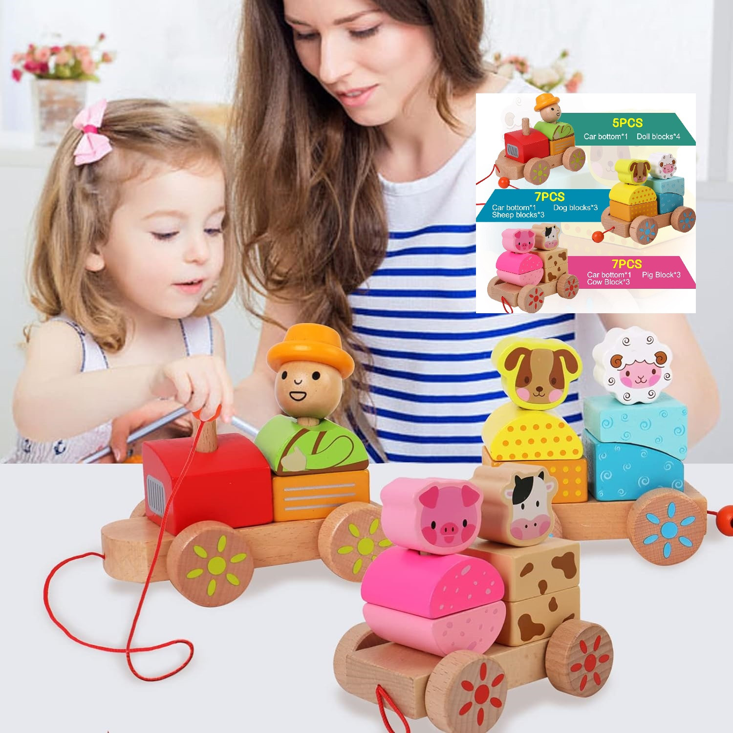 قطار بازی مدل چوبی طرح حیوانات کد 460