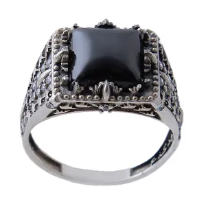 انگشتر نقره مردانه بازرگانی میلادی مدل حدید جواهری رکاب ترک وارداتی کد AM_1189