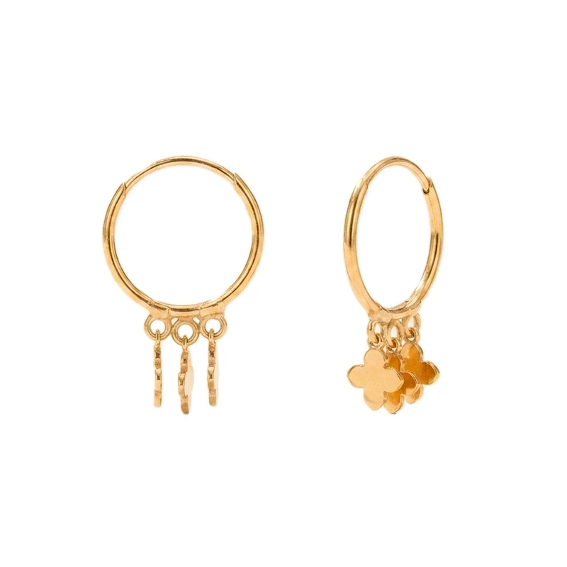 گوشواره حلقه‌ای طلا 18 عیار زنانه ناریا مدل روکو چهارپر کد Sh-01
