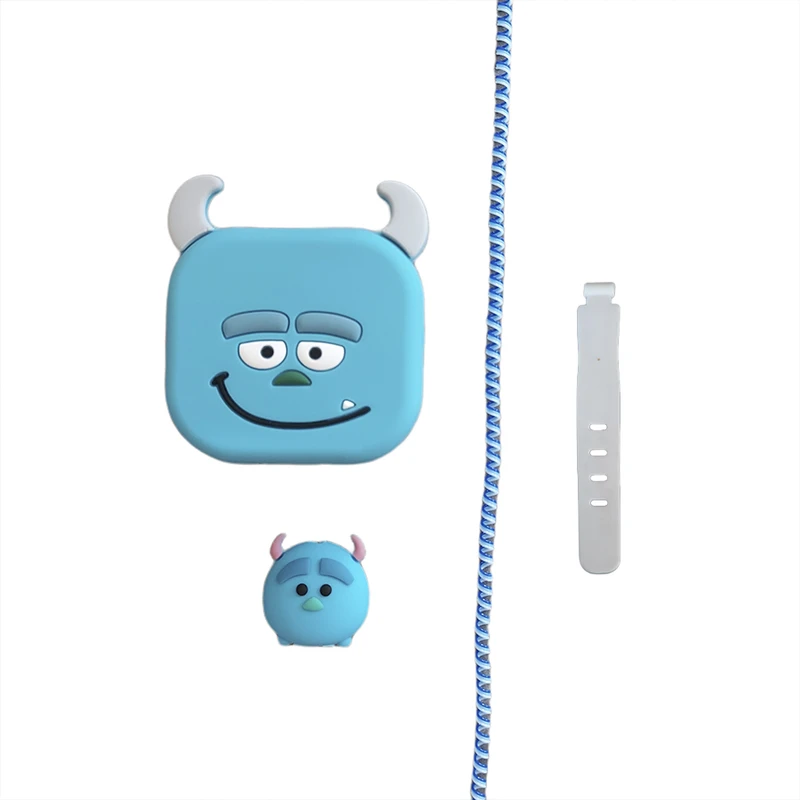 محافظ کابل و محافظ شارژر دیواری طرح فانتزی مدل سالیوان مناسب شارژر 20 وات اپل مجموعه 4 عددی