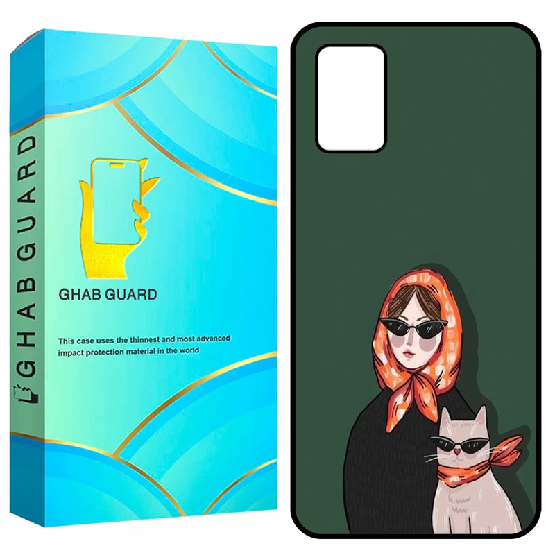 کاور قاب گارد طرح دختر و گربه مدل GCHPA03S مناسب برای گوشی موبایل سامسونگ Galaxy A02s / M02s / A03s  