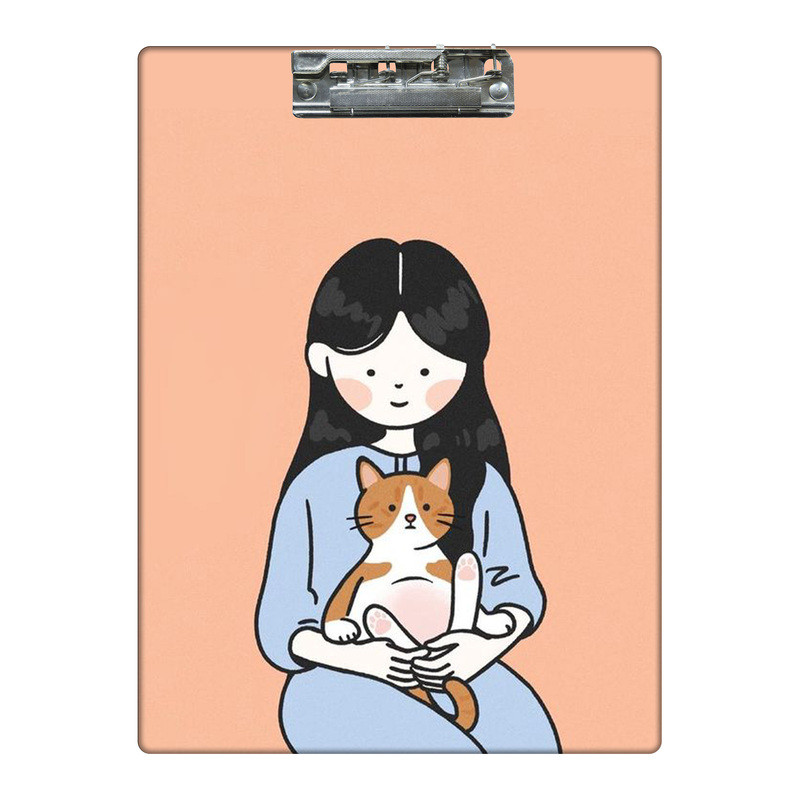 تخته شاسی طرح دختر و گربه مودب کد 5666424 سایز A4