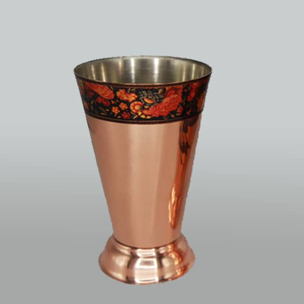 لیوان مسی طرح گل و مرغ کد 03