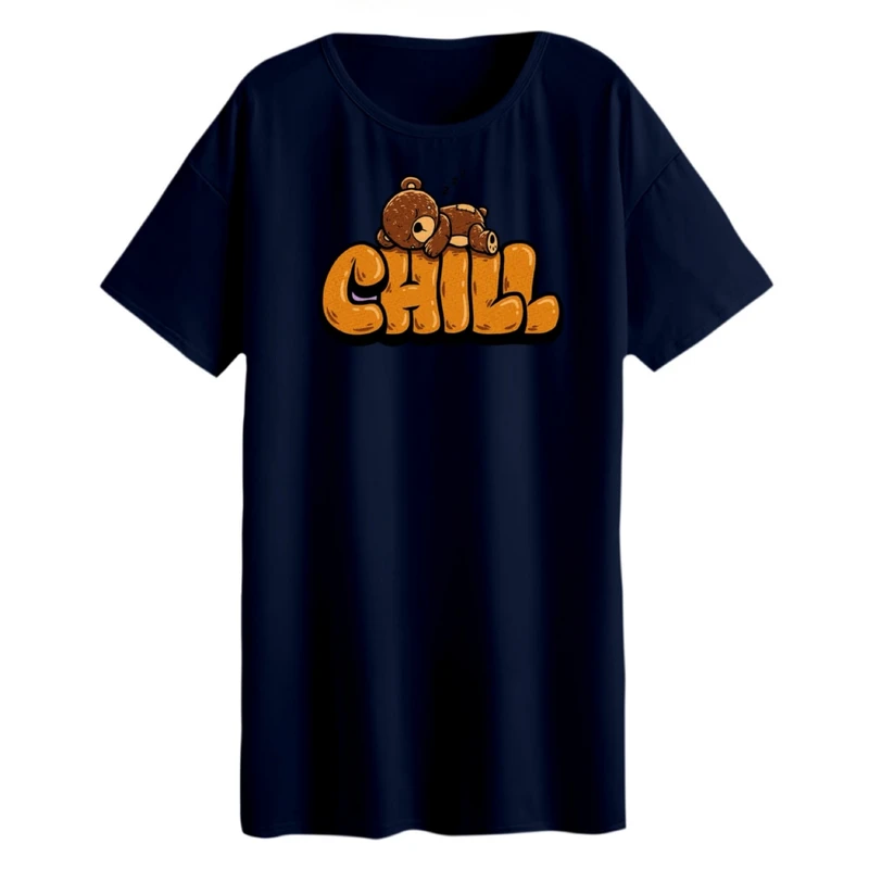 تی شرت لانگ زنانه مدل خرس تنبل