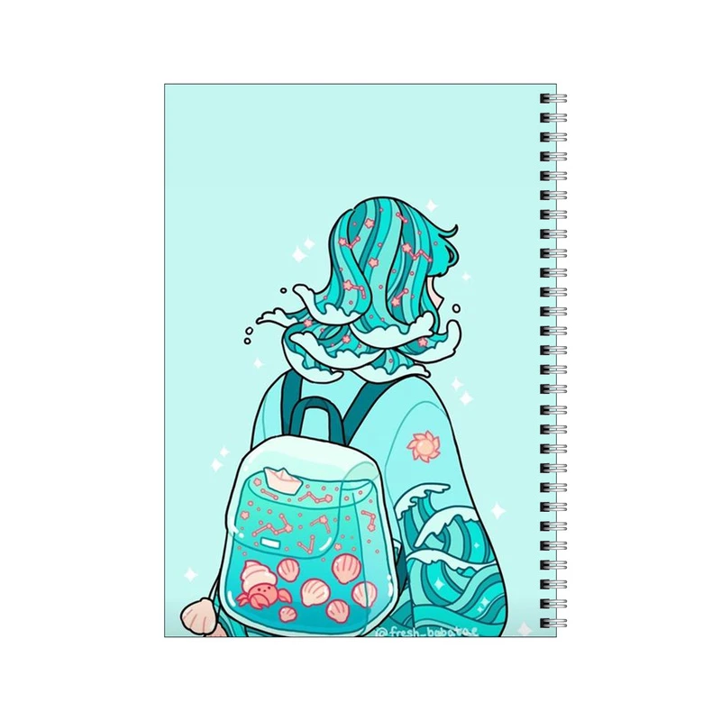 دفتر مشق 50 برگ بامبیلیپ طرح دختر و کوله و دریا کد 3945749