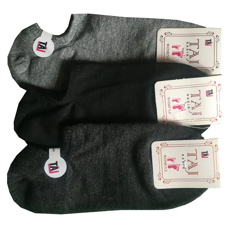 جوراب زنانه مدل زیرقوزکی میکس ساده کد 2005 بسته 3 عددی