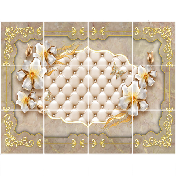 تایل سقفی طرح قاب سه بعدی گل کد 3D1739-12 سایز 60x60 سانتی متر مجموعه 12عددی
