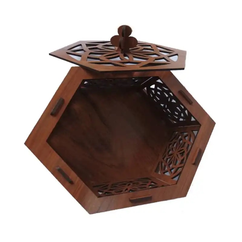 شکلات خوری مدل  6 ضلعی چوبی کد F400