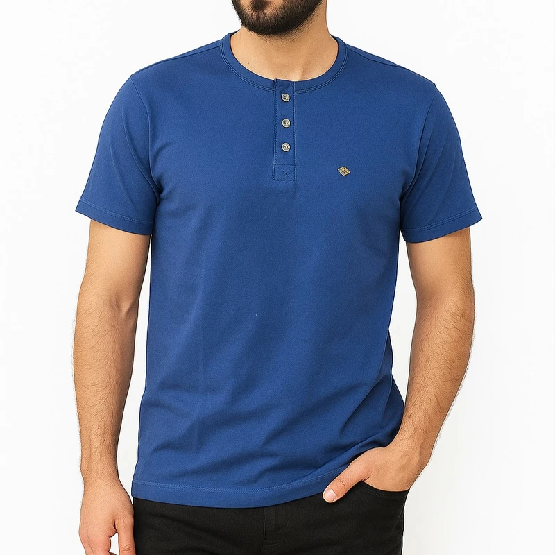 تی‌شرت آستین کوتاه مردانه مدل سه دکمه