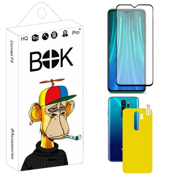 محافظ صفحه نمایش سرامیکی مات بوک مدل Flexible مناسب برای گوشی موبایل شیائومی Redmi Note 8 Pro به همراه محافظ پشت گوشی