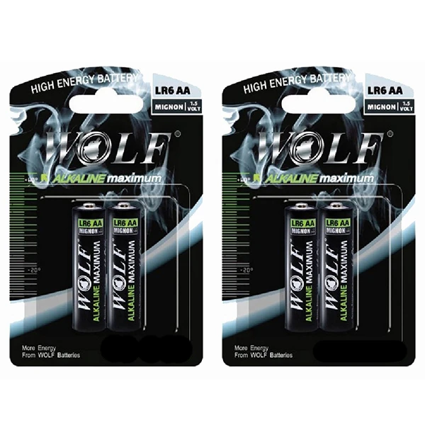 باتری قلمی ولف مدل کارتی Alkaline مجموعه 4 عددی