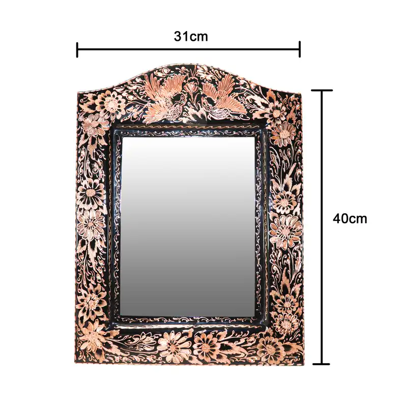 ست 3 تکه آینه و شمعدان مسی مدل الماس تراش کد 224122