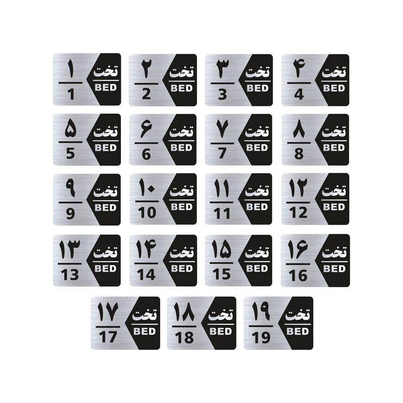 تابلو راهنما طرح شماره تخت مدل GNS1619 مجموعه 19 عددی