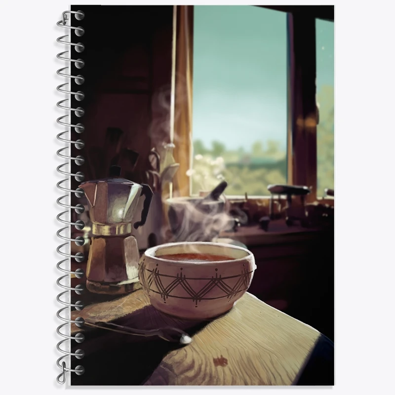 دفتر زبان 50 برگ خندالو مدل دو خط طرح قهوه Coffee کد F349