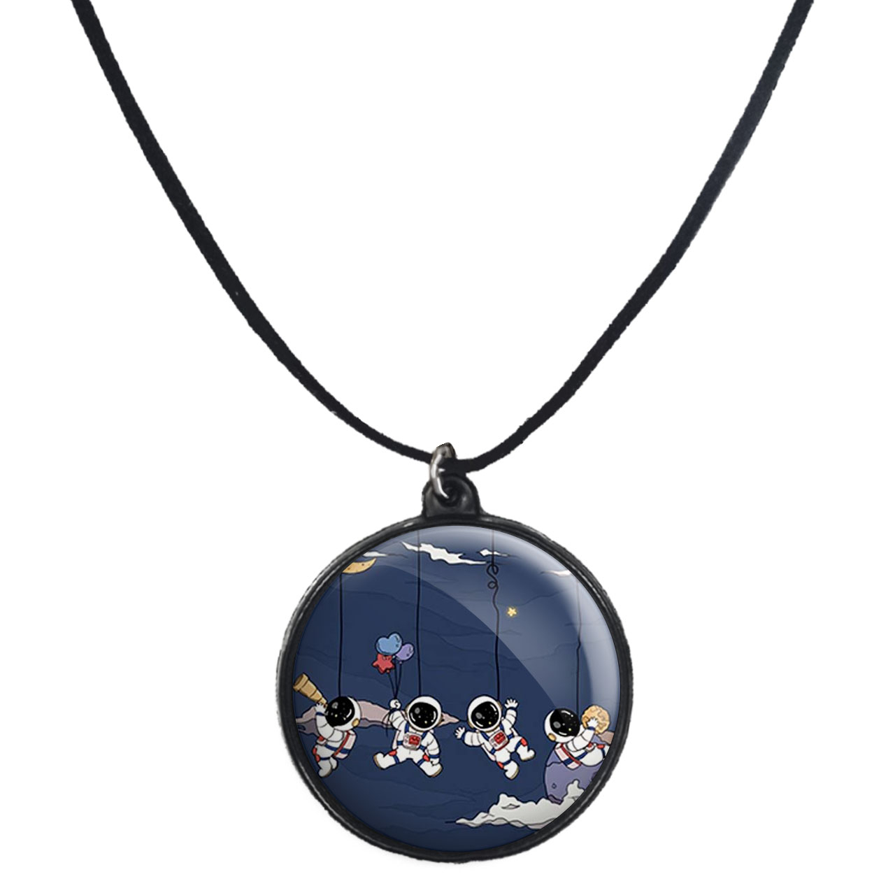 گردنبند پرمانه طرح فضانورد کد pmb.10315 مدل دو طرفه