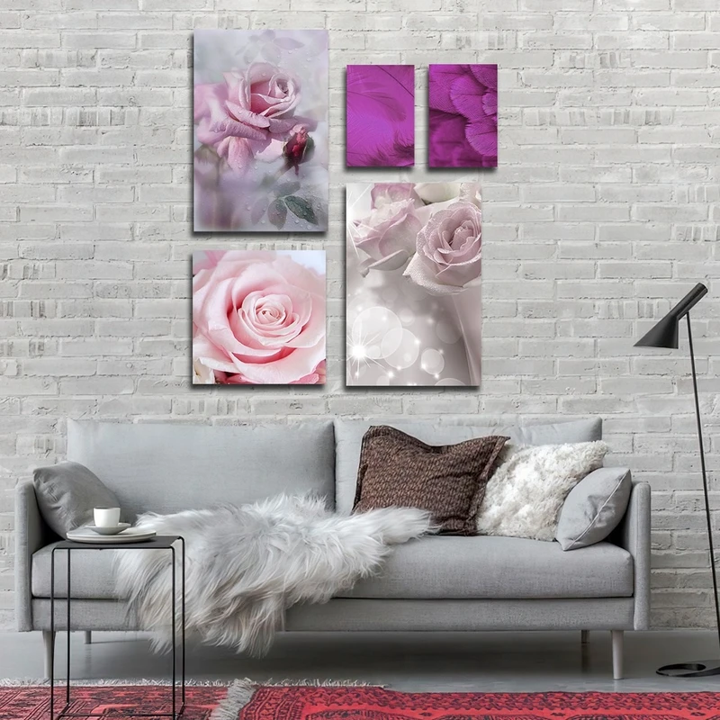 تابلو شاسی بکلیت طرح گل رز مدل SH-2653 مجموعه 5 عددی