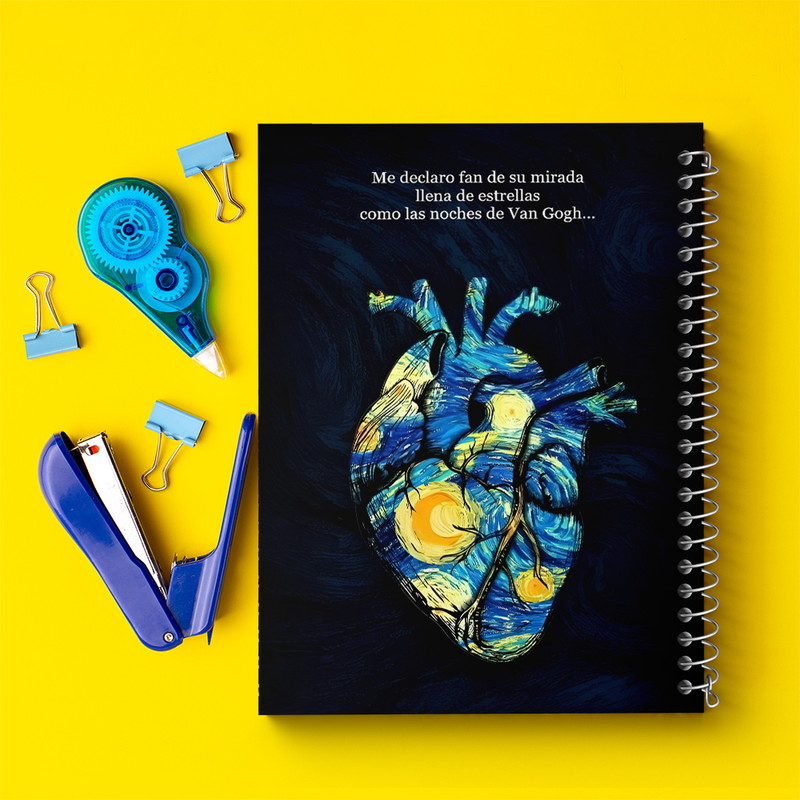 دفتر مشق 100 برگ خندالو طرح قلب ونسان ونگوگ کد N4177