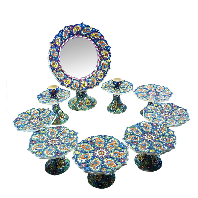  مجموعه ظروف هفت سین 9پارچه مدل میناکاری کد HSSM05