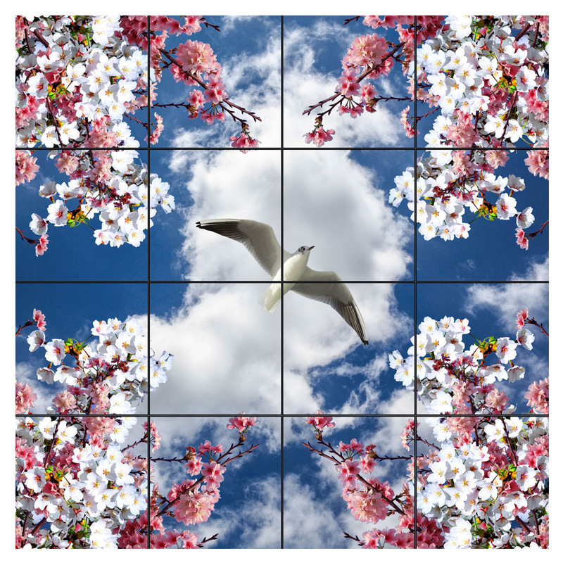 تایل سقفی آسمان مجازی طرح پرواز پرنده کد 050 سایز 60x60 سانتی متر مجموعه 16 عددی