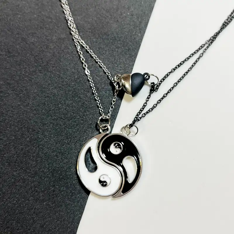 گردنبند مدل یین و یانگ و قلب کد glsa03 مجموعه دو عددی