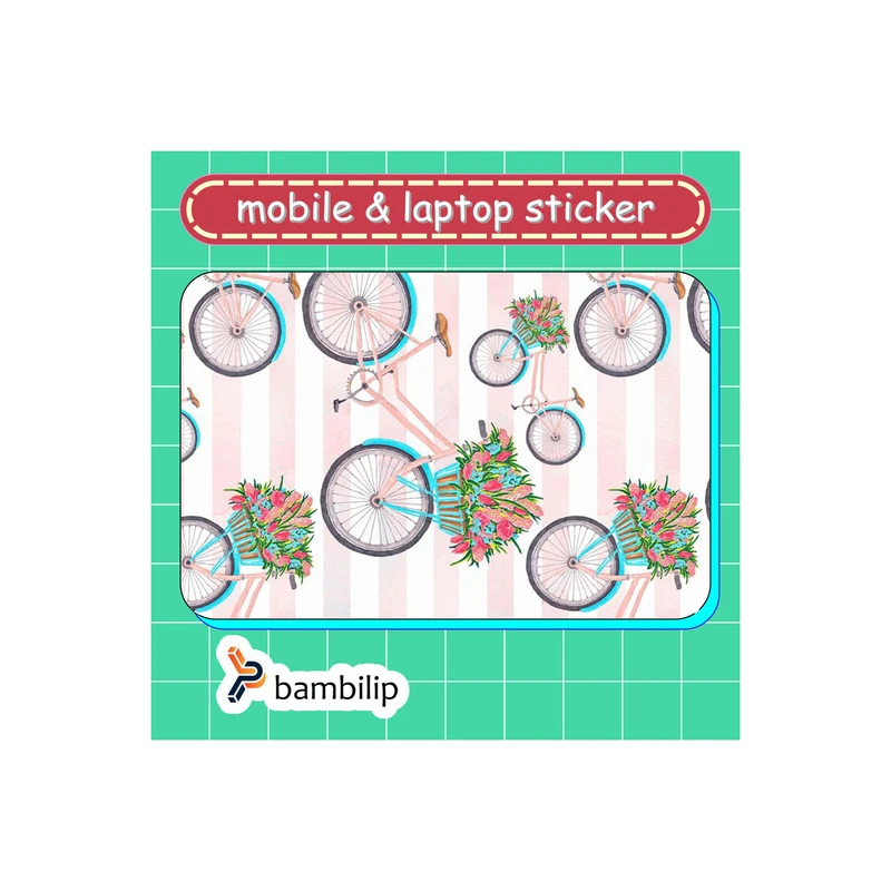 استیکر بامبیلیپ مدل کارت عابر طرح گل و دوچرخه کد 8150788