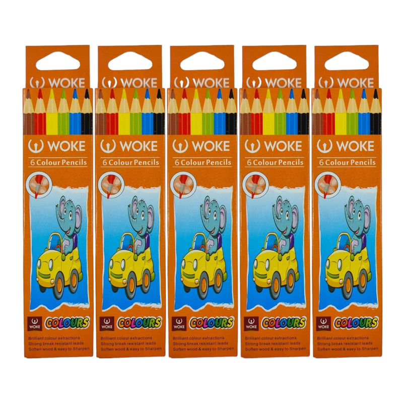 مداد رنگی 6 رنگ ووک مدل High quality بسته 5 عددی