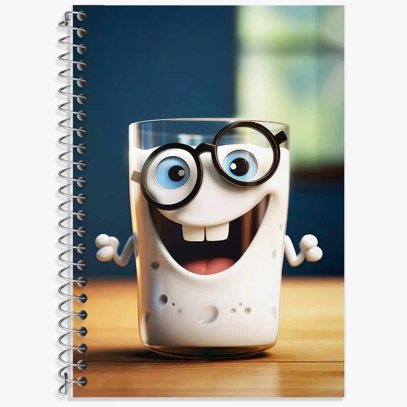 دفتر زبان 50 برگ خندالو مدل سه خط طرح لیوان شیر بامزه کد F6828