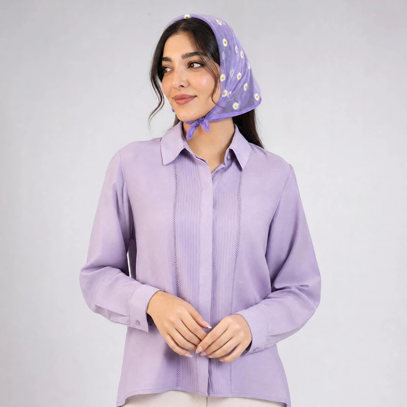 روسری زنانه مدل توری گل بابونه ای کد 60