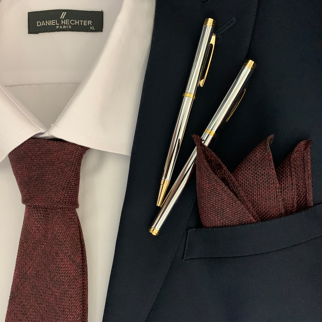 ست کراوات و دستمال جیب مردانه کد KM01 -  - 5