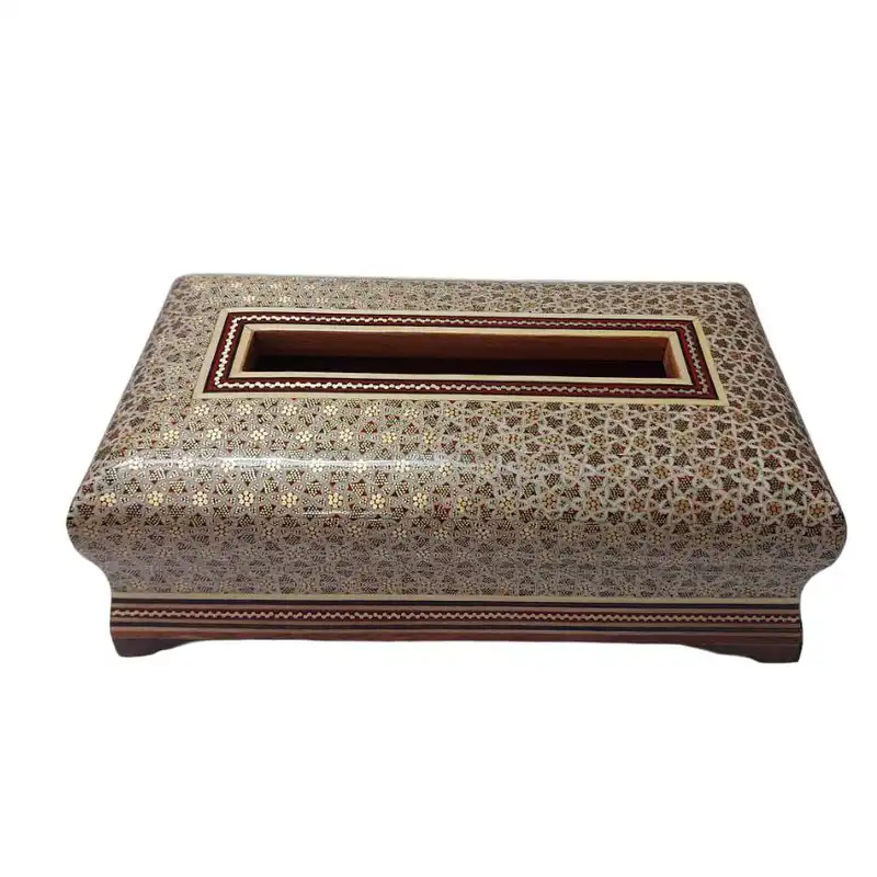 جعبه دستمال کاغذی خاتم کاری مدل بغل کاس کد 239