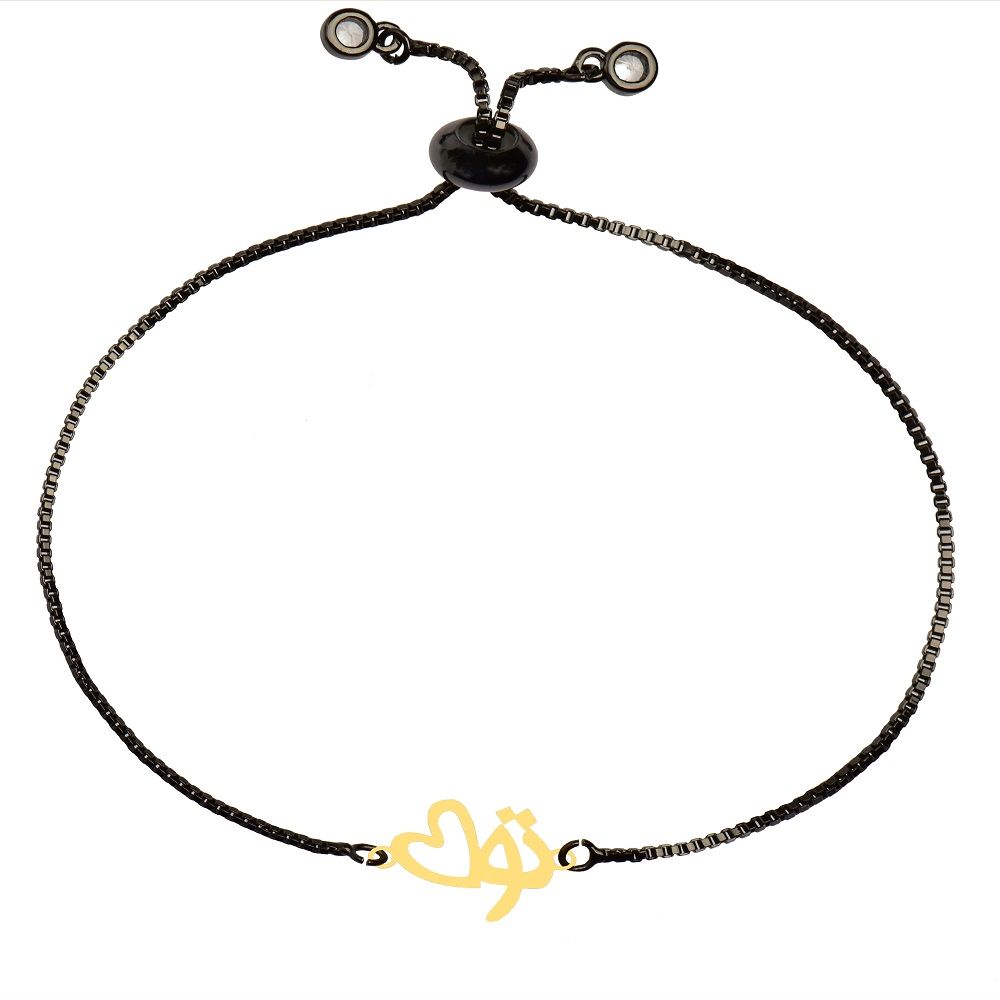 دستبند طلا 18 عیار زنانه کرابو طرح تو و قلب مدل kr101033 -  - 1