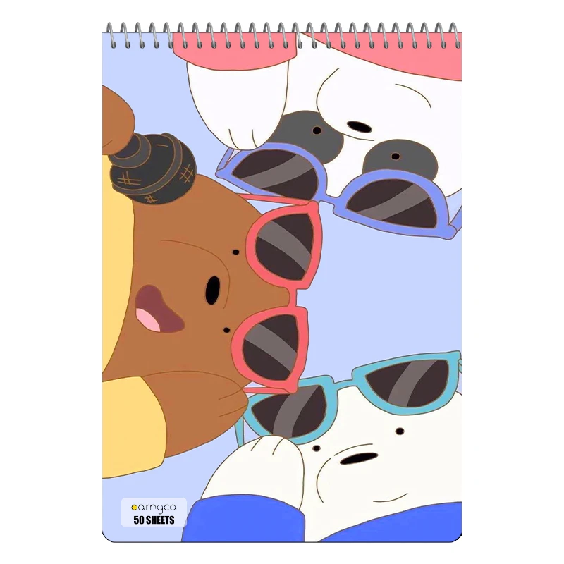 دفتر نقاشی 50 برگ سیمی کارنیکا طرح سه خرس کله پوک We Bare Bears کد 53496