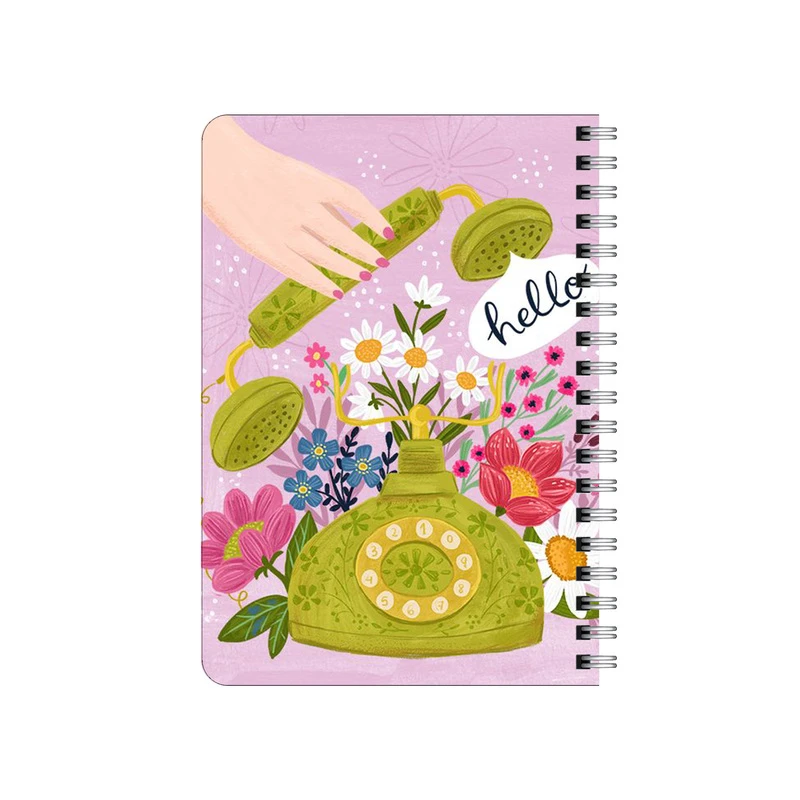 دفترچه یادداشت بامبیلیپ مدل چوبی طرح تلفن و گل ها کد 5044202