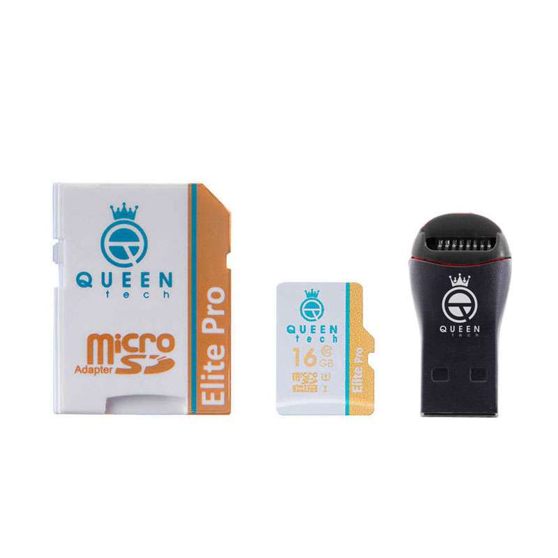 کارت حافظه microSDHC کوئین تک مدل +Elite pro 566X کلاس 10 استاندارد UHS-I U3 سرعت 85MBps ظرفیت 16 گیگابایت به همراه آداپتور SD و کارت خوان کارت حافظه microSDHC کوئین تک مدل +Elite pro 566X کلاس 10 استاندارد UHS-I U3 سرعت 85MBps ظرفیت 16 گیگابایت به همراه آداپتور SD و کارت خوان