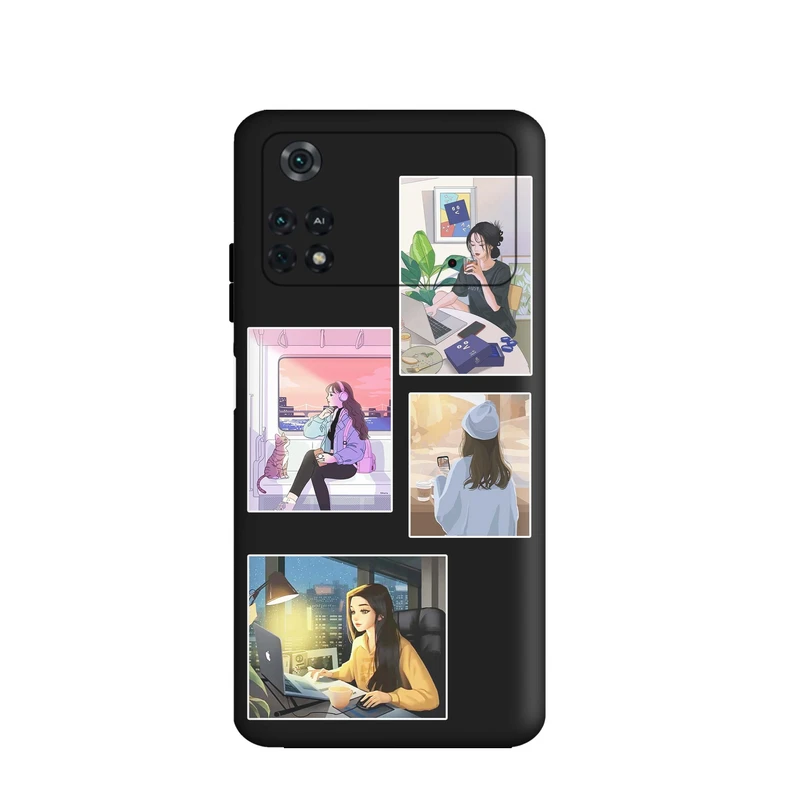کاور قاب گارد طرح قاب عکس دخترونه کد a2827 مناسب برای گوشی موبایل شیائومی Poco M4 Pro 4G