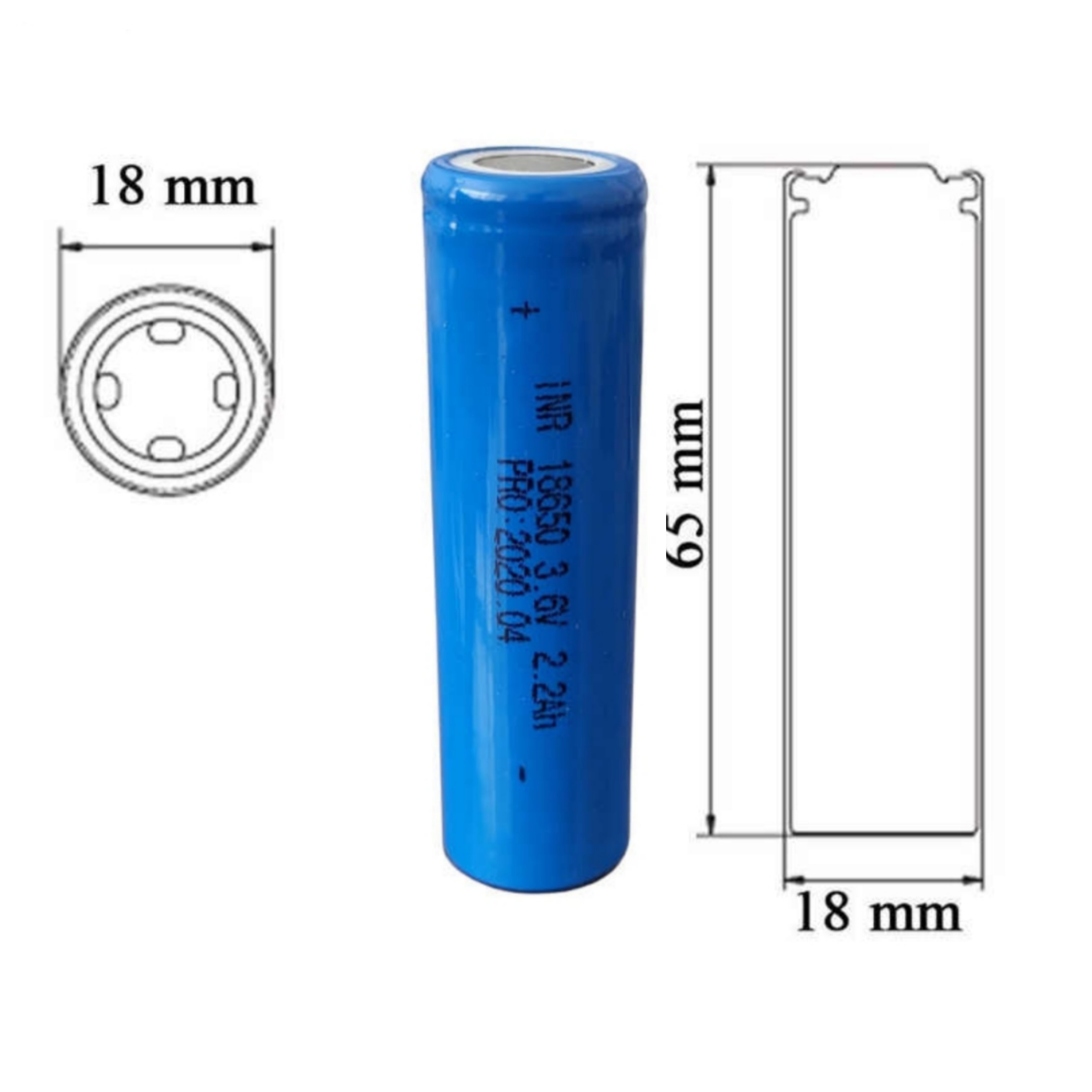 باتری لیتیوم یون قابل شارژ مدل 18650 ظرفیت 2200 میلی آمپرساعت