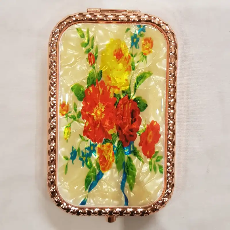 آینه جیبی مدل دسته گل داوودی کد 2569