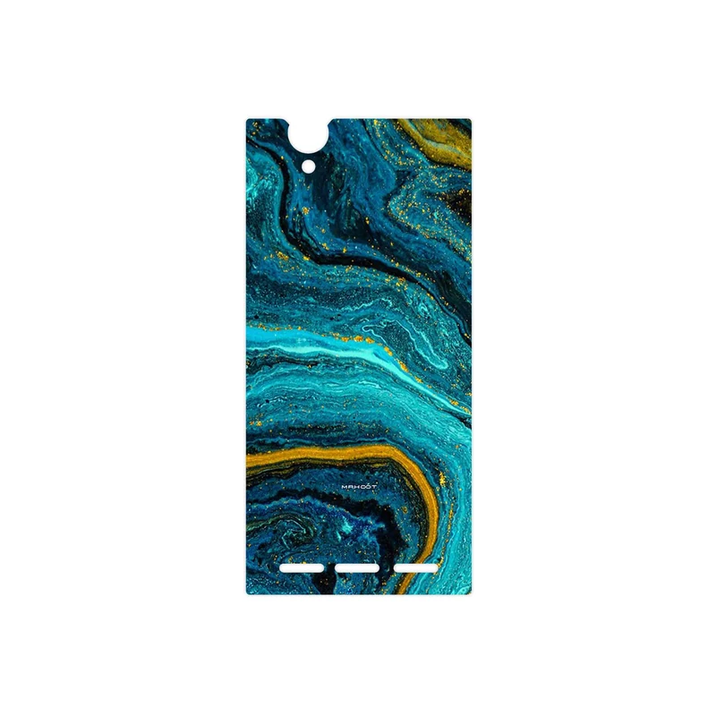 برچسب پوششی ماهوت مدل Turquoise marblewith golden streaks مناسب برای گوشی موبایل سونی Xperia T2 Ultra