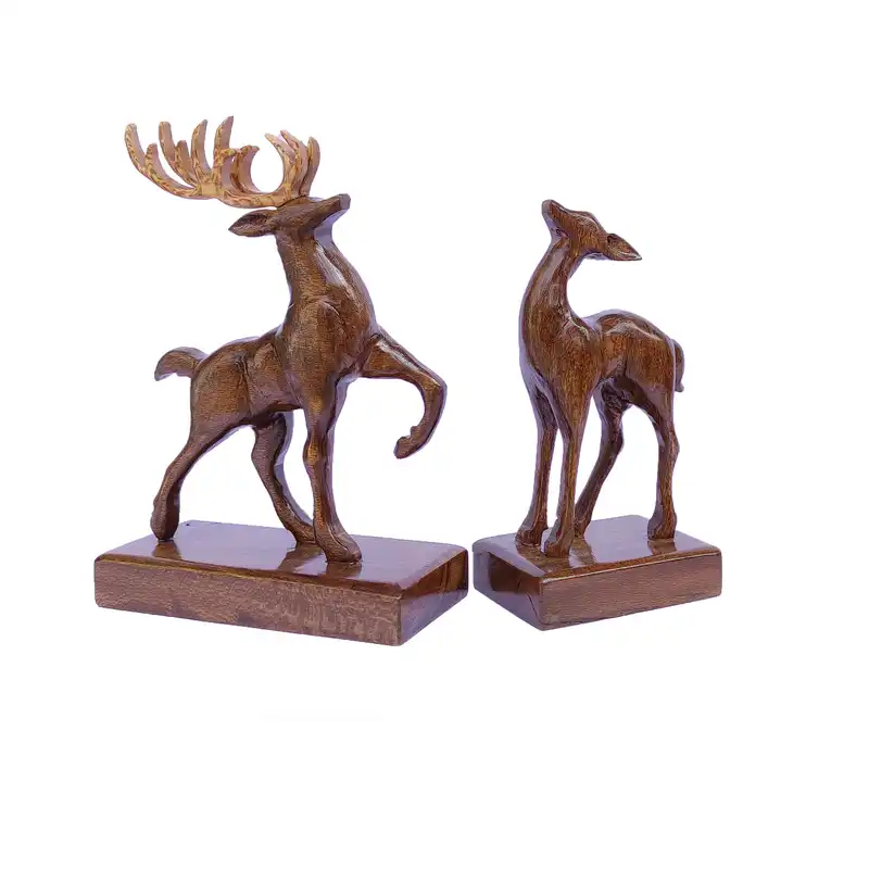 مجسمه چوبی طرح گوزن مدل FA 9092 مجموعه دو عددی